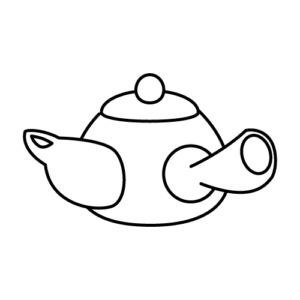 急須のモノクロイラスト