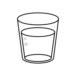 中身の入ったコップのモノクロイラスト