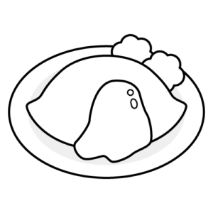 オムライスのモノクロイラスト