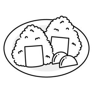 おにぎりのモノクロイラスト