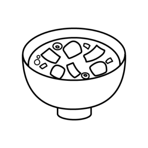 みそ汁のモノクロイラスト
