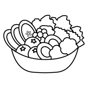 サラダのモノクロイラスト