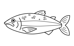 鮭のモノクロイラスト