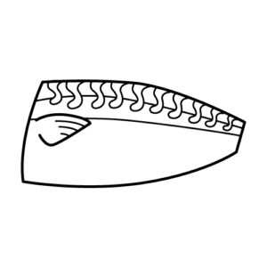鯖の切り身のモノクロイラスト