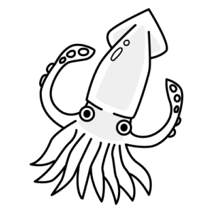 イカのモノクロイラスト