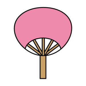 ピンクのうちわのカラーイラスト