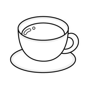 紅茶のモノクロイラスト
