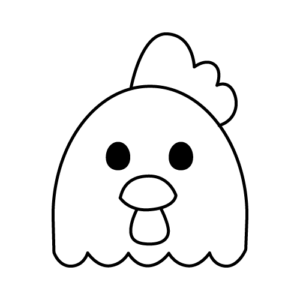 にわとりの顔のモノクロイラスト